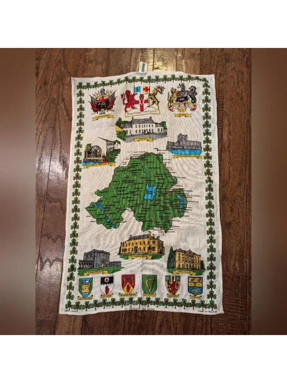 Vintage Ulster Irish Linen Tea Towel Wall Hanging Northern Ireland - IE